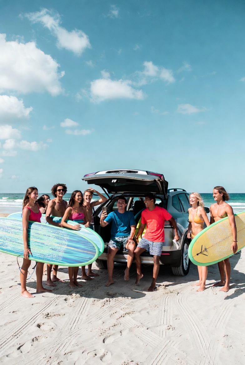 Loaded up the wagon, beach day 🏄